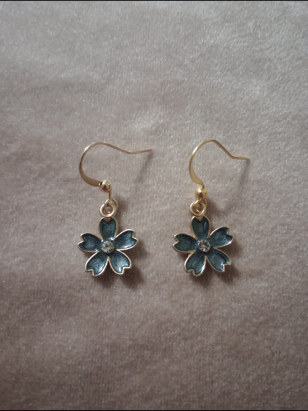 Gold-Tone Gray Floral Drop Earrings